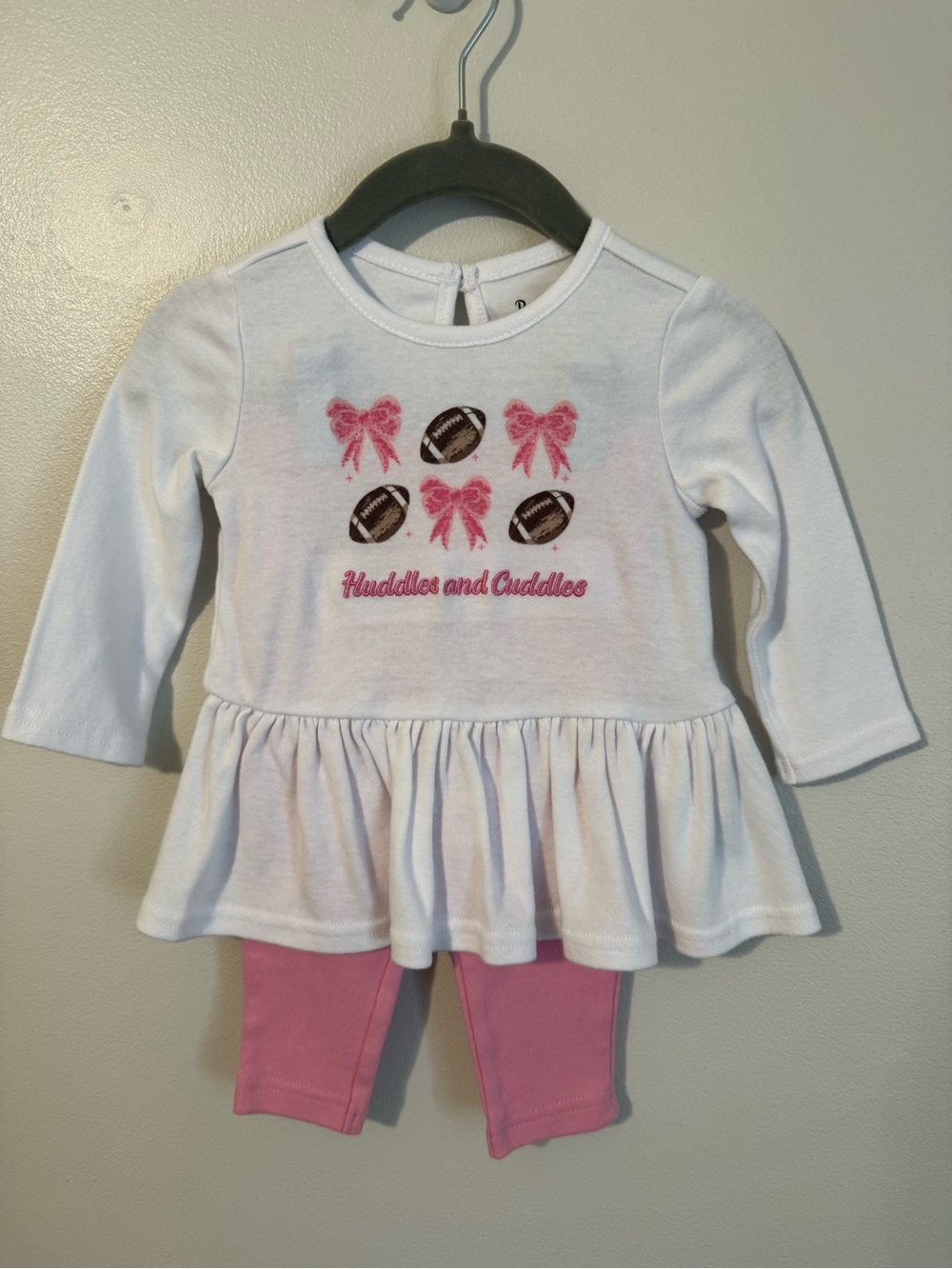Baby Essentials White Baby Top with Pink Heart Detail